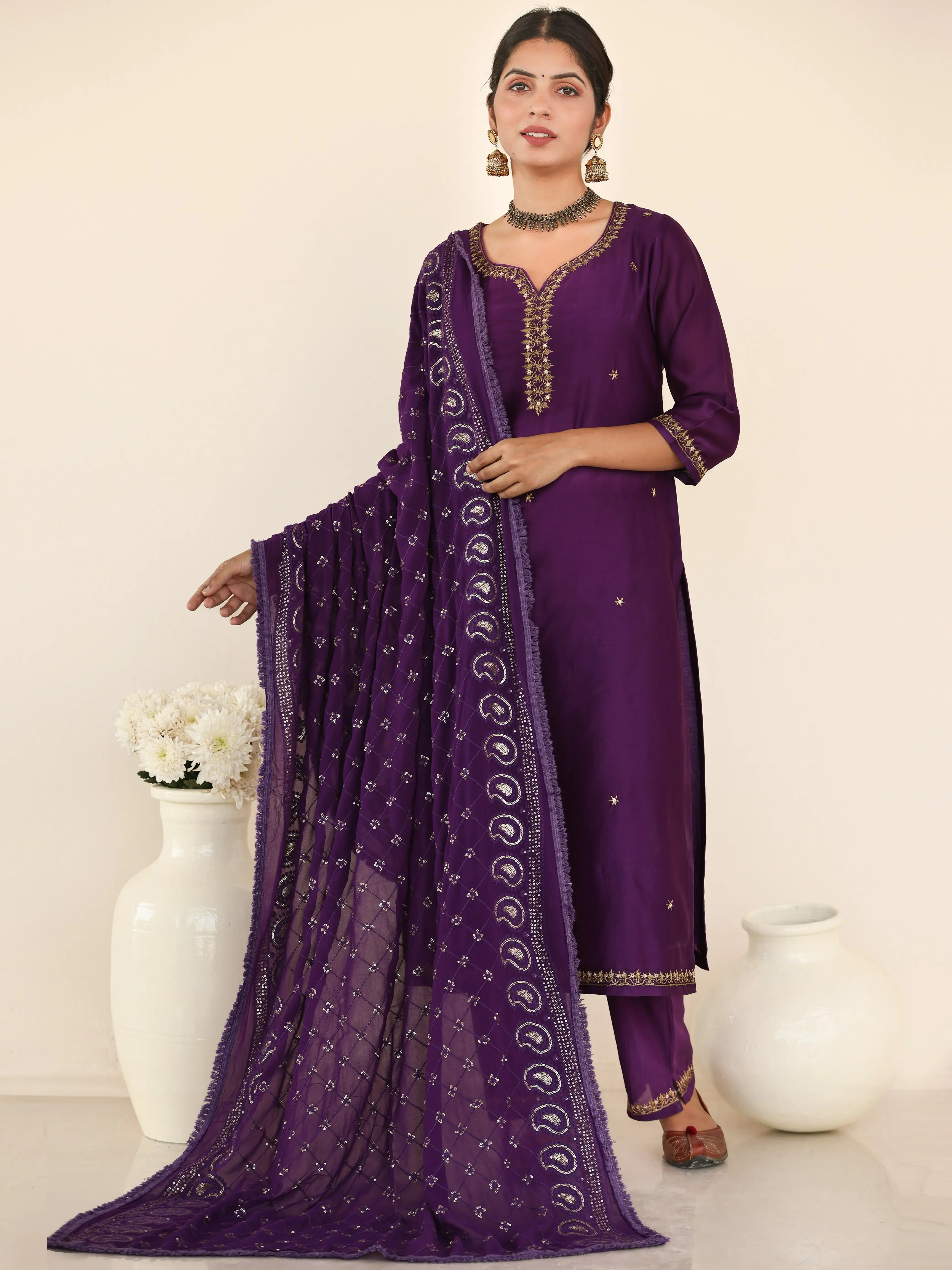 Silk Dupatta Suit